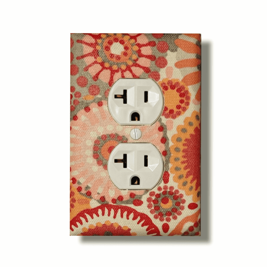 Freestyle Coral & Pink Dots Circles Fabric Light Switch | Wall Plate | Outlet Covers | Toggle | Switchplate - Kustom Kreationz by Kila