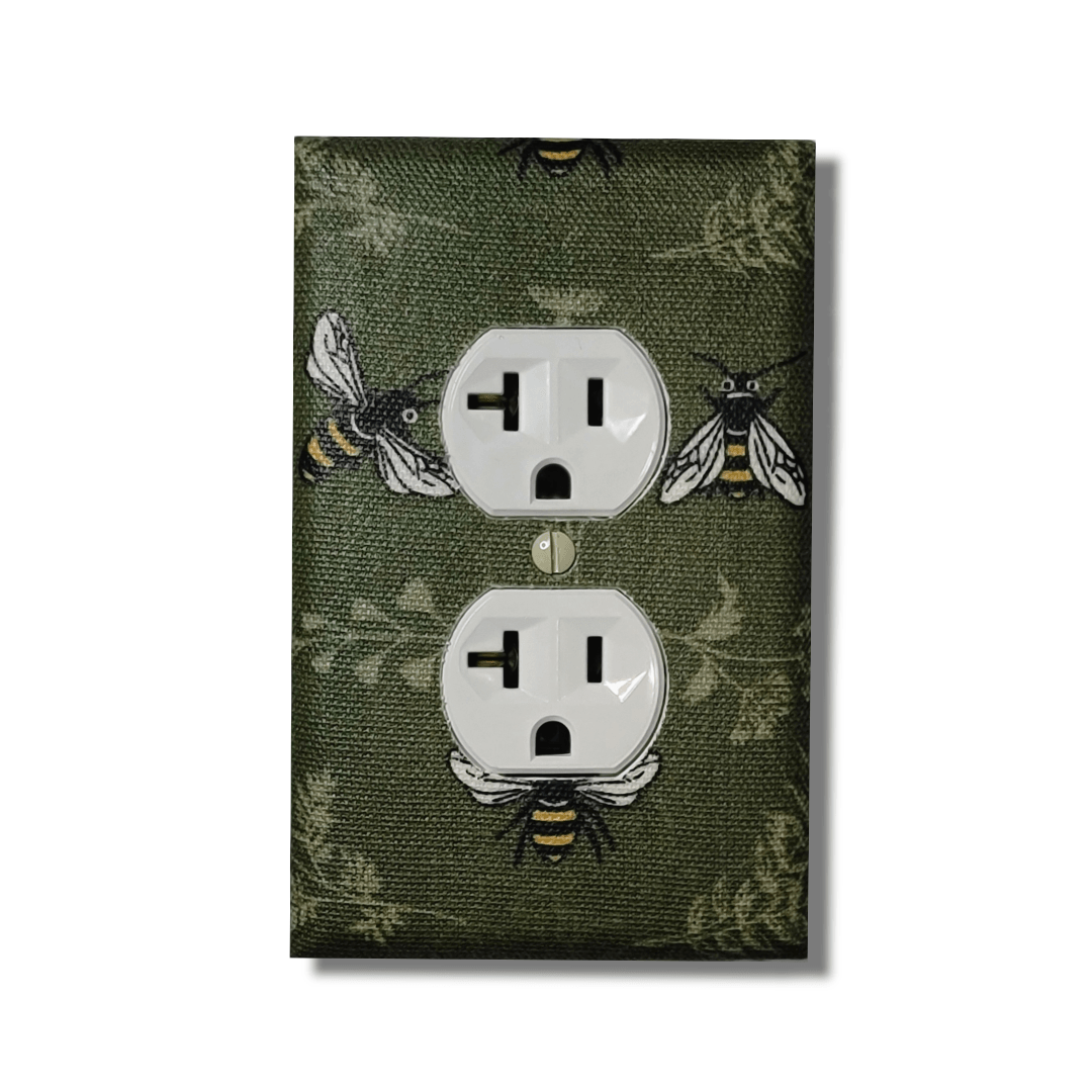 Honeybees Fabric Light Switch | Wall Plate | Outlet Covers | Toggle | Switchplate - Kustom Kreationz by Kila