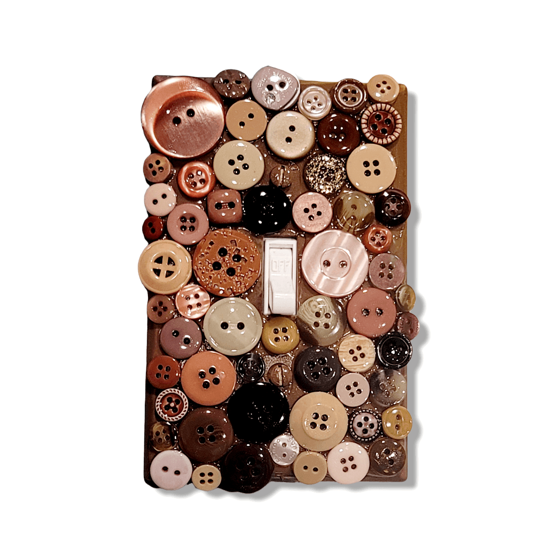 Brown Variety Buttons Light Switch | Wall Plate | Outlet Covers | Toggle | Switchplate - Kustom Kreationz by Kila