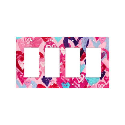 Pink Abstract Heart Switch Cover | Colorful Love Art Design