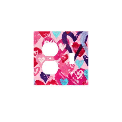 Pink Abstract Heart Switch Cover | Colorful Love Art Design