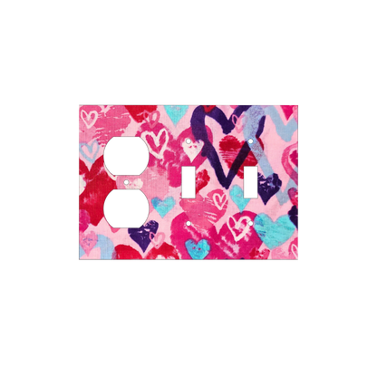 Pink Abstract Heart Switch Cover | Colorful Love Art Design