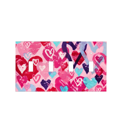 Pink Abstract Heart Switch Cover | Colorful Love Art Design