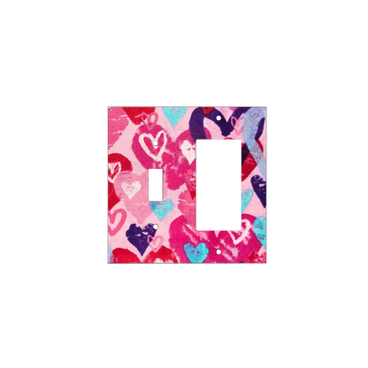 Pink Abstract Heart Switch Cover | Colorful Love Art Design