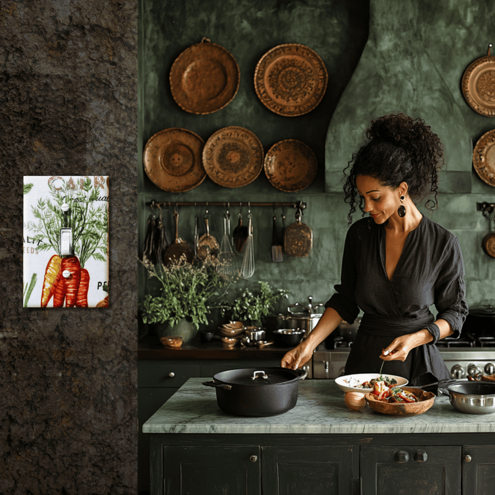 White Vintage Harvest Vegetables  Fabric Light Switch | Wall Plate | Outlet Covers | Toggle | Switchplate