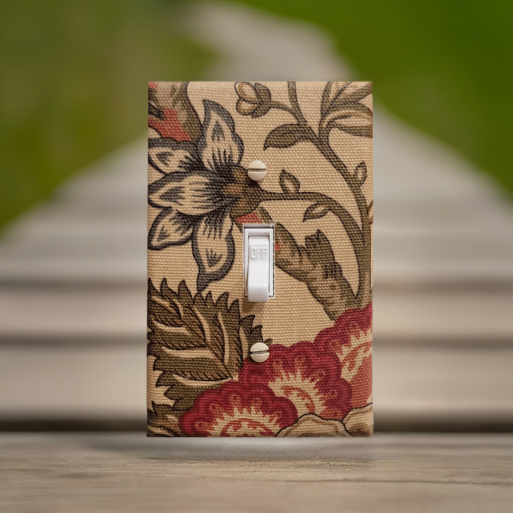 French Country Floral Fabric Switch Plate