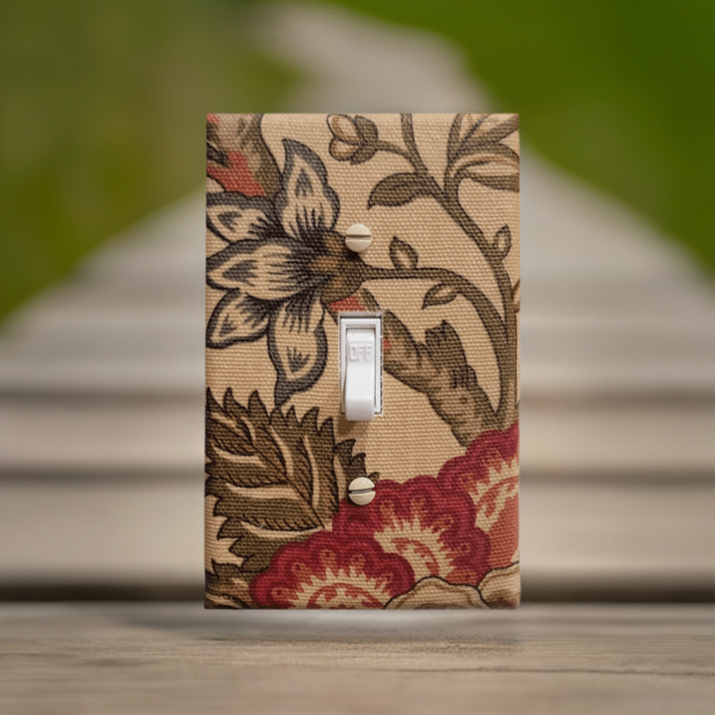 Beige Blossom Light Switch | Wall Plate | Outlet Covers | Toggle | Switchplate - Kustom Kreationz by Kila