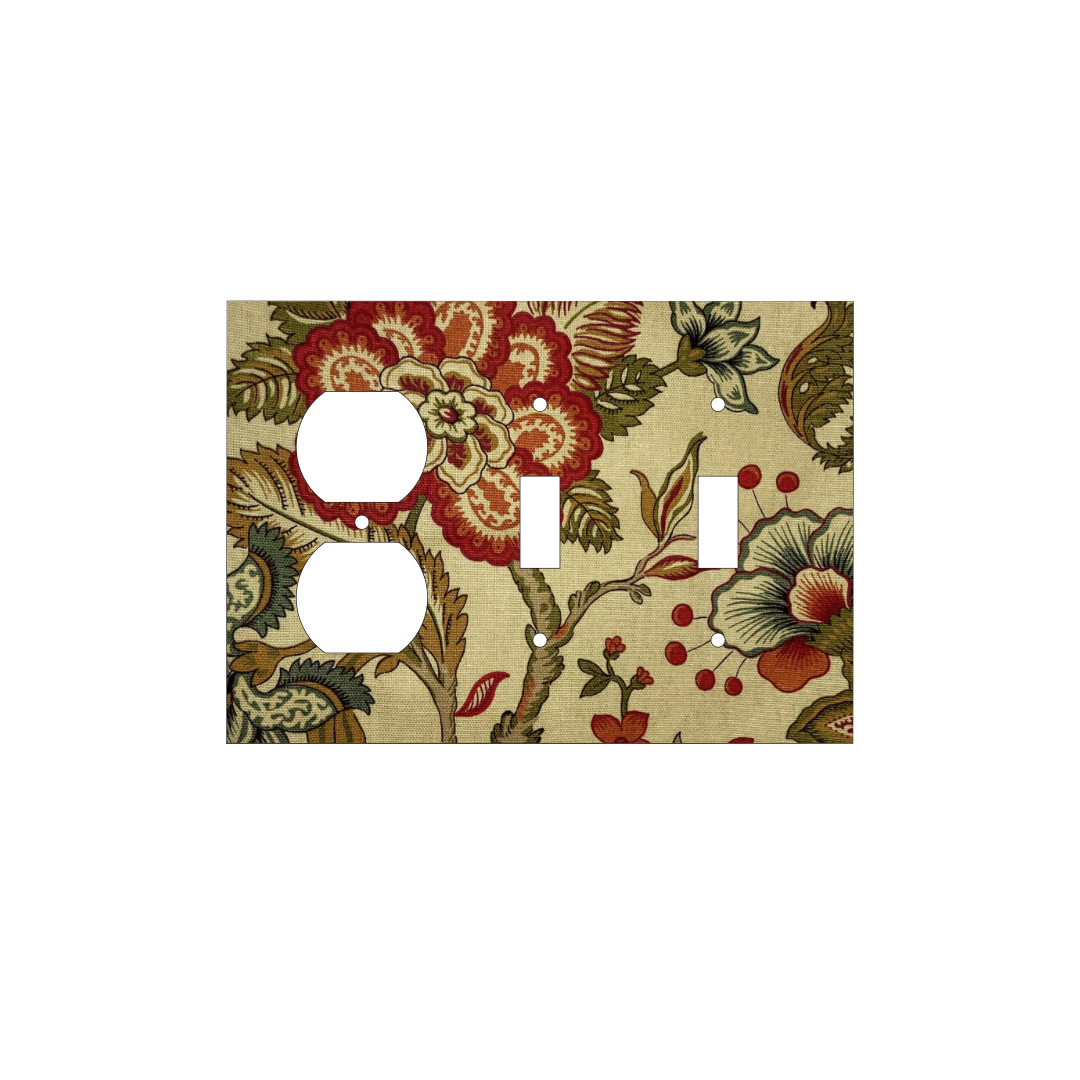 French Country Floral Fabric Switch Plate