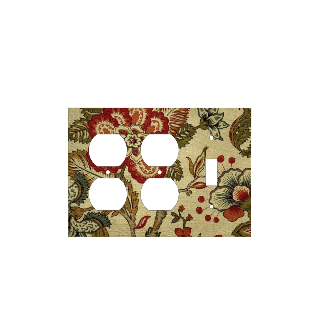 French Country Floral Fabric Switch Plate
