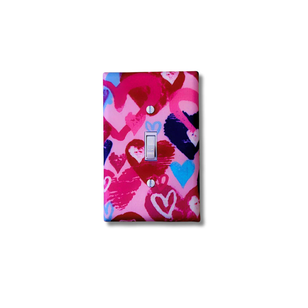 Pink Abstract Heart Switch Cover | Colorful Love Art Design