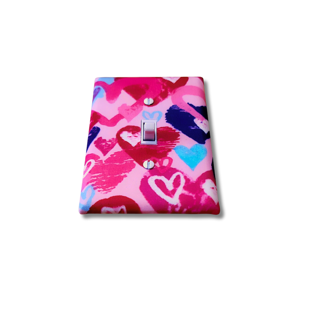 Pink Abstract Heart Switch Cover | Colorful Love Art Design