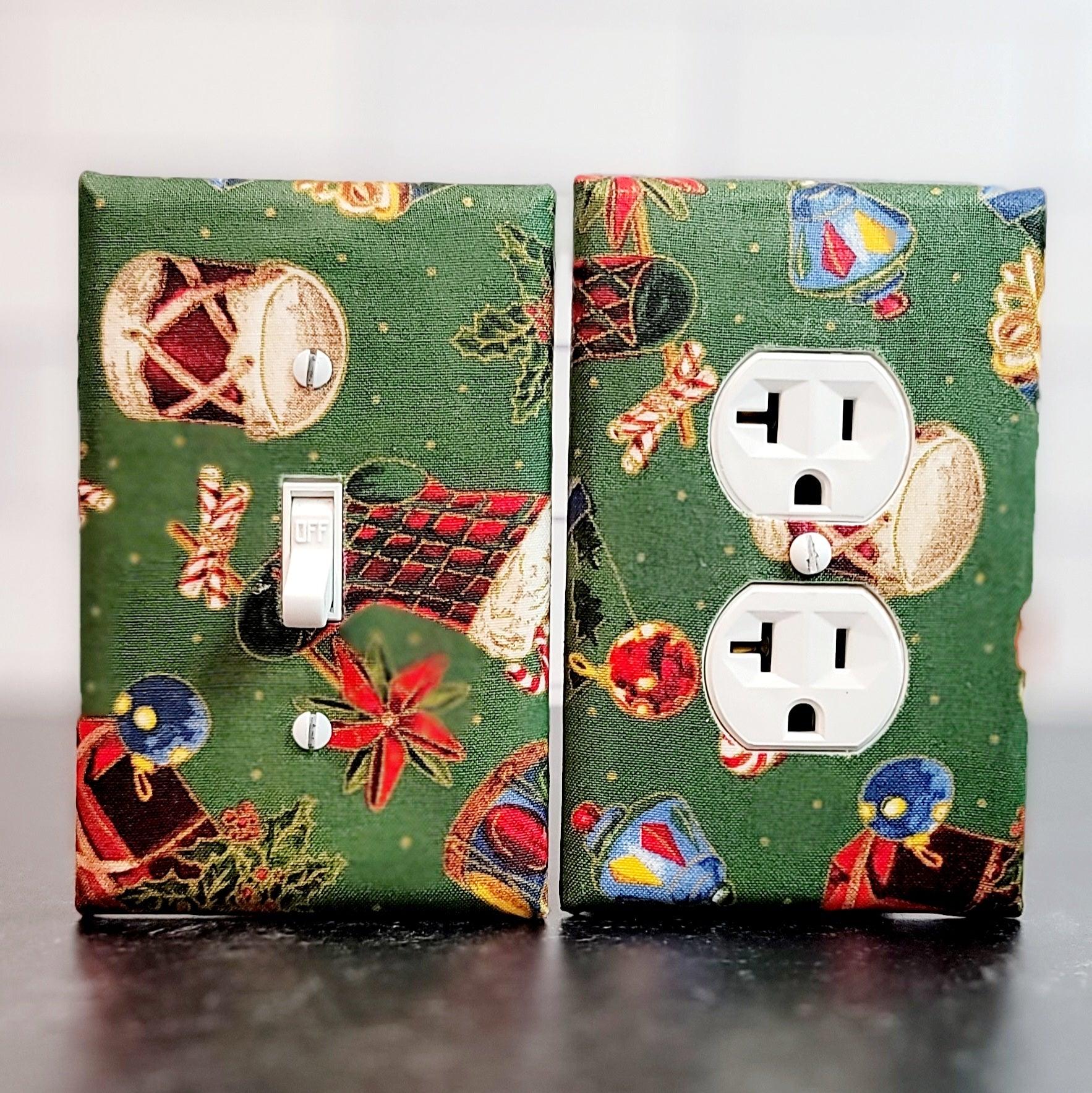 Gifts and Stockings Fabric Light Switch | Wall Plate | Outlet Covers | Toggle | Switchplate - Kustom Kreationz by Kila