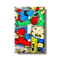 Handmade DC Universe Superhero Squad decorative light switch cover featuring Batman, Flash, Green Lantern, and Superman in comic book panel style—officially licensed DC Comics switch plates from Black-owned home décor.
