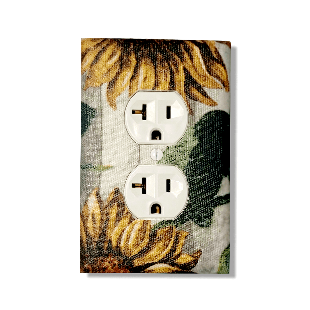 Golden Sunflower Fabric Light Switch | Wall Plate | Outlet Covers | Toggle | Switchplate - Kustom Kreationz by Kila