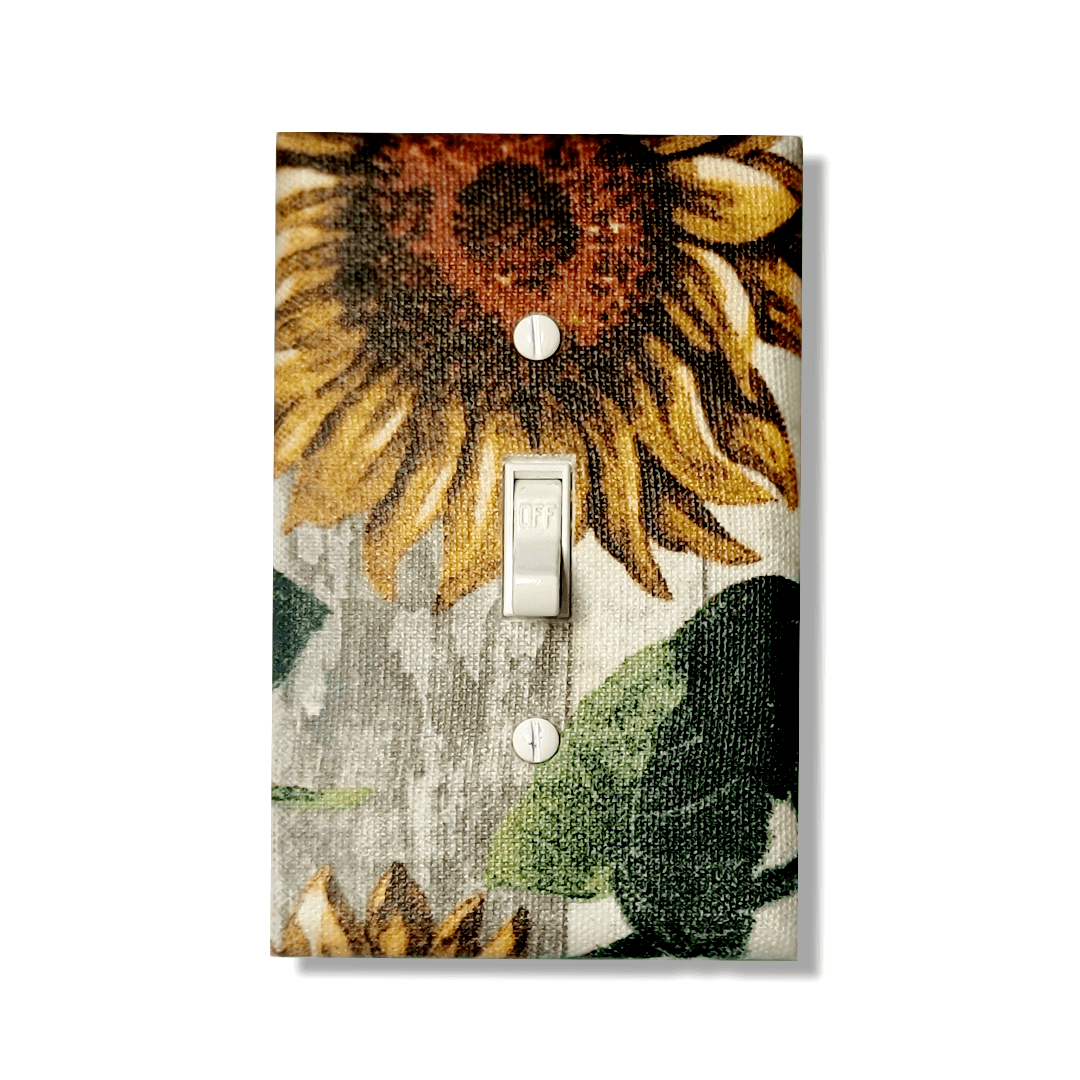 Golden Sunflower Fabric Light Switch | Wall Plate | Outlet Covers | Toggle | Switchplate - Kustom Kreationz by Kila