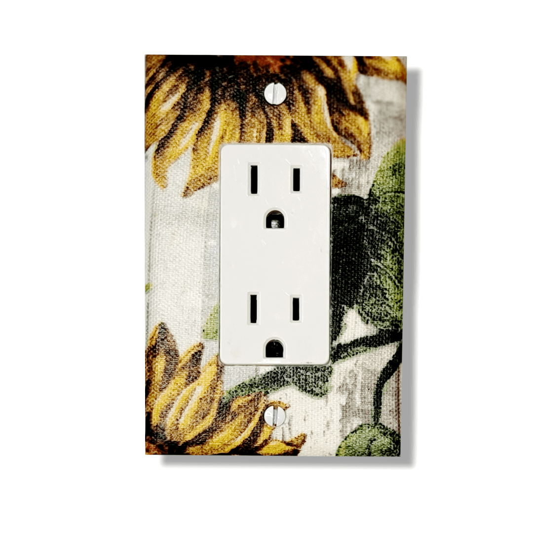 Golden Sunflower Fabric Light Switch | Wall Plate | Outlet Covers | Toggle | Switchplate - Kustom Kreationz by Kila