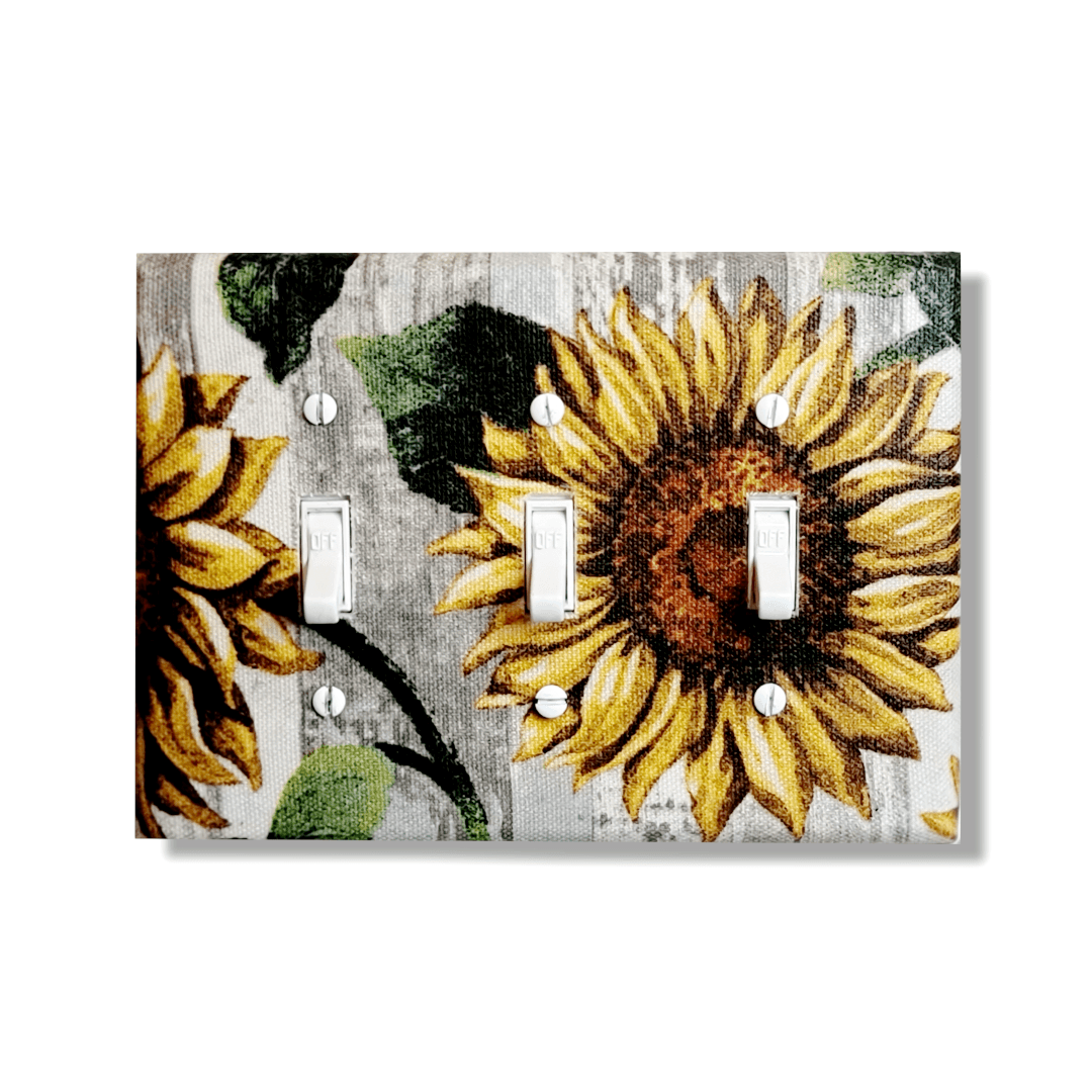 Golden Sunflower Fabric Light Switch | Wall Plate | Outlet Covers | Toggle | Switchplate - Kustom Kreationz by Kila