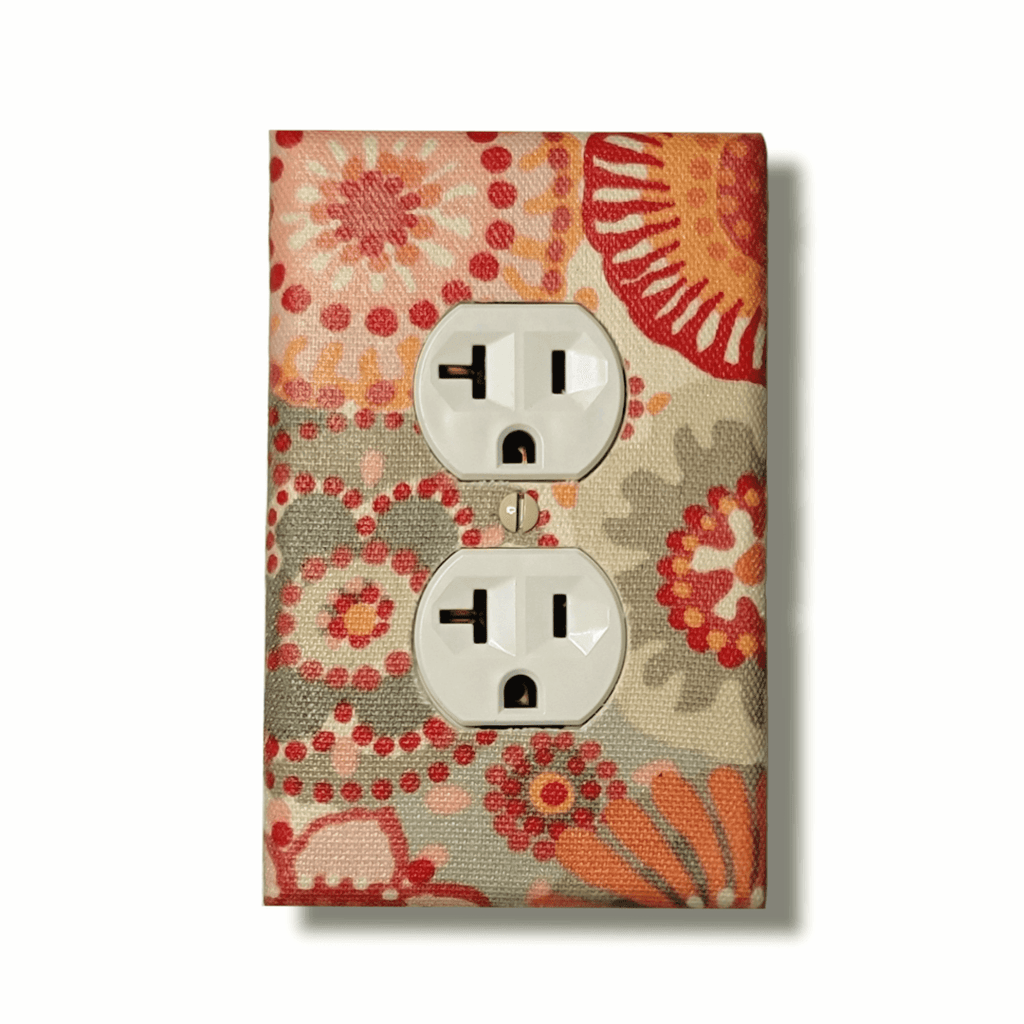 Freestyle Coral & Pink Dots Circles Fabric Light Switch | Wall Plate | Outlet Covers | Toggle | Switchplate - Kustom Kreationz by Kila