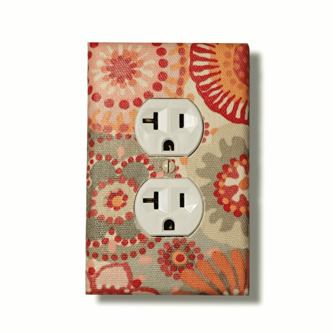 Freestyle Coral & Pink Dots Circles Fabric Light Switch | Wall Plate | Outlet Covers | Toggle | Switchplate - Kustom Kreationz by Kila