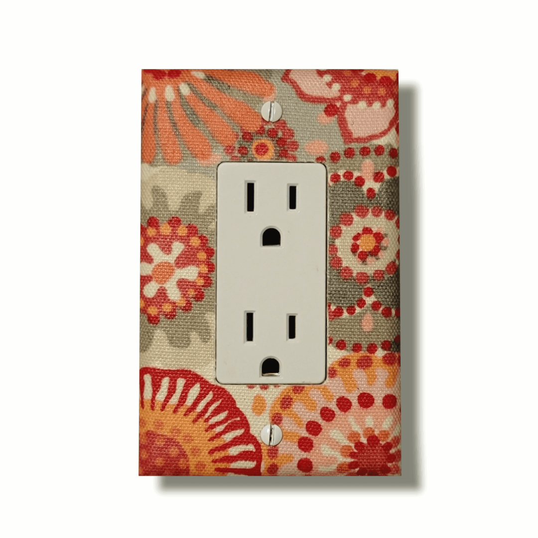 Freestyle Coral & Pink Dots Circles Fabric Light Switch | Wall Plate | Outlet Covers | Toggle | Switchplate - Kustom Kreationz by Kila