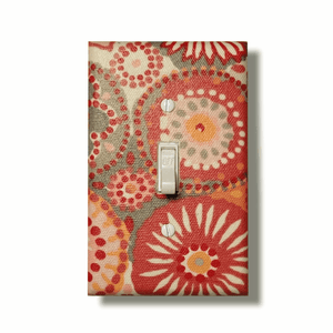 Freestyle Coral & Pink Dots Circles Fabric Light Switch | Wall Plate | Outlet Covers | Toggle | Switchplate - Kustom Kreationz by Kila