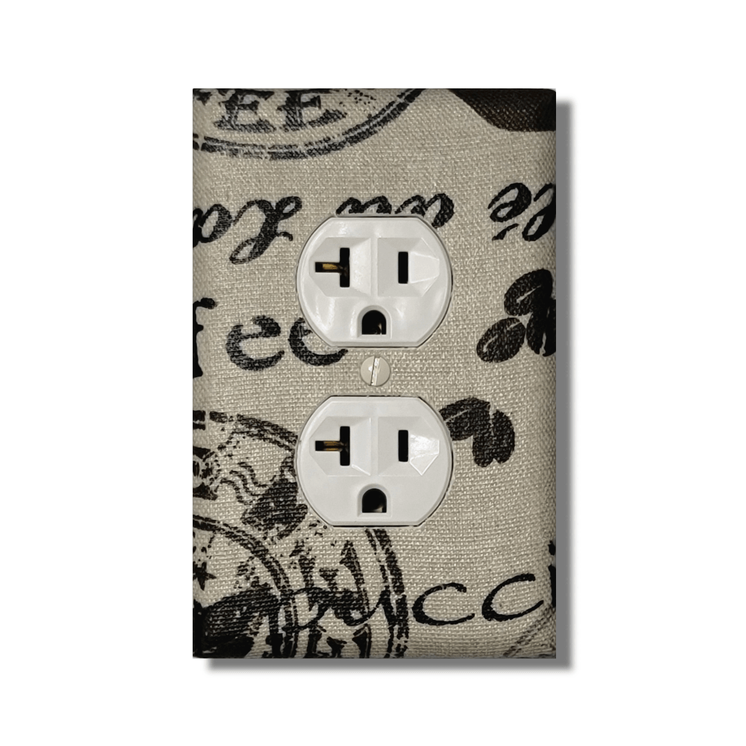 Caffeine Overload Fabric Light Switch | Wall Plate | Outlet Covers | Toggle | Switchplate - Kustom Kreationz by Kila