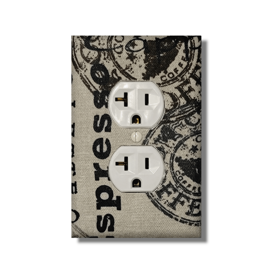 Caffeine Overload Fabric Light Switch | Wall Plate | Outlet Covers | Toggle | Switchplate - Kustom Kreationz by Kila