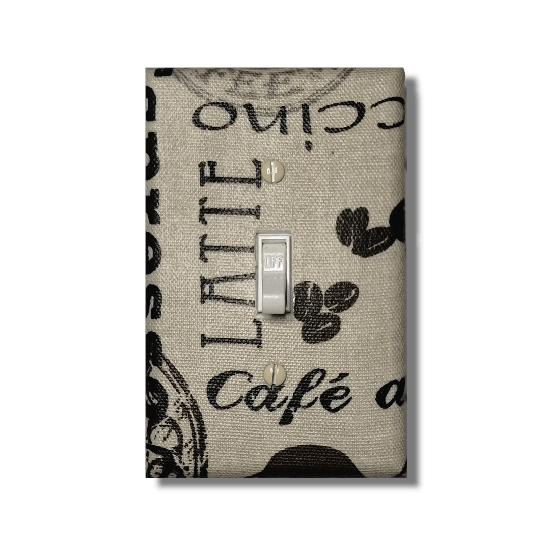 Caffeine Overload Fabric Light Switch | Wall Plate | Outlet Covers | Toggle | Switchplate - Kustom Kreationz by Kila