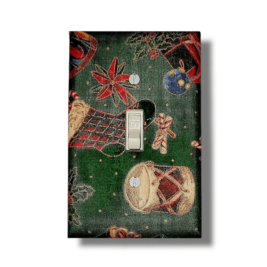 Gifts and Stockings Fabric Light Switch | Wall Plate | Outlet Covers | Toggle | Switchplate - Kustom Kreationz by Kila