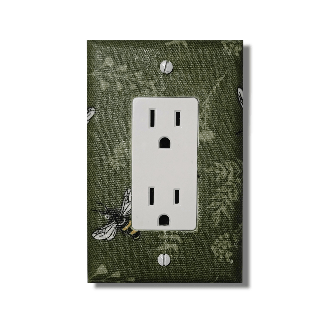 Honeybees Fabric Light Switch | Wall Plate | Outlet Covers | Toggle | Switchplate - Kustom Kreationz by Kila