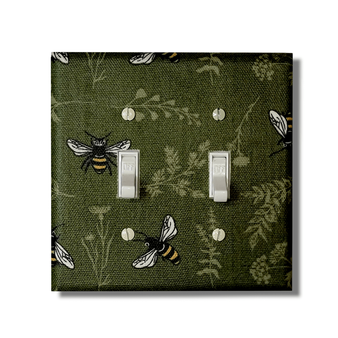 Honeybees Fabric Light Switch | Wall Plate | Outlet Covers | Toggle | Switchplate - Kustom Kreationz by Kila