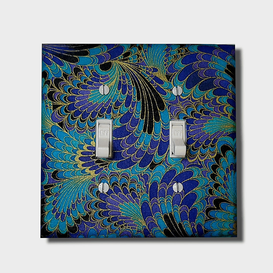 Royal Peacock Fabric Light Switch | Wall Plate | Outlet Covers | Toggle | Switchplate - Kustom Kreationz by Kila
