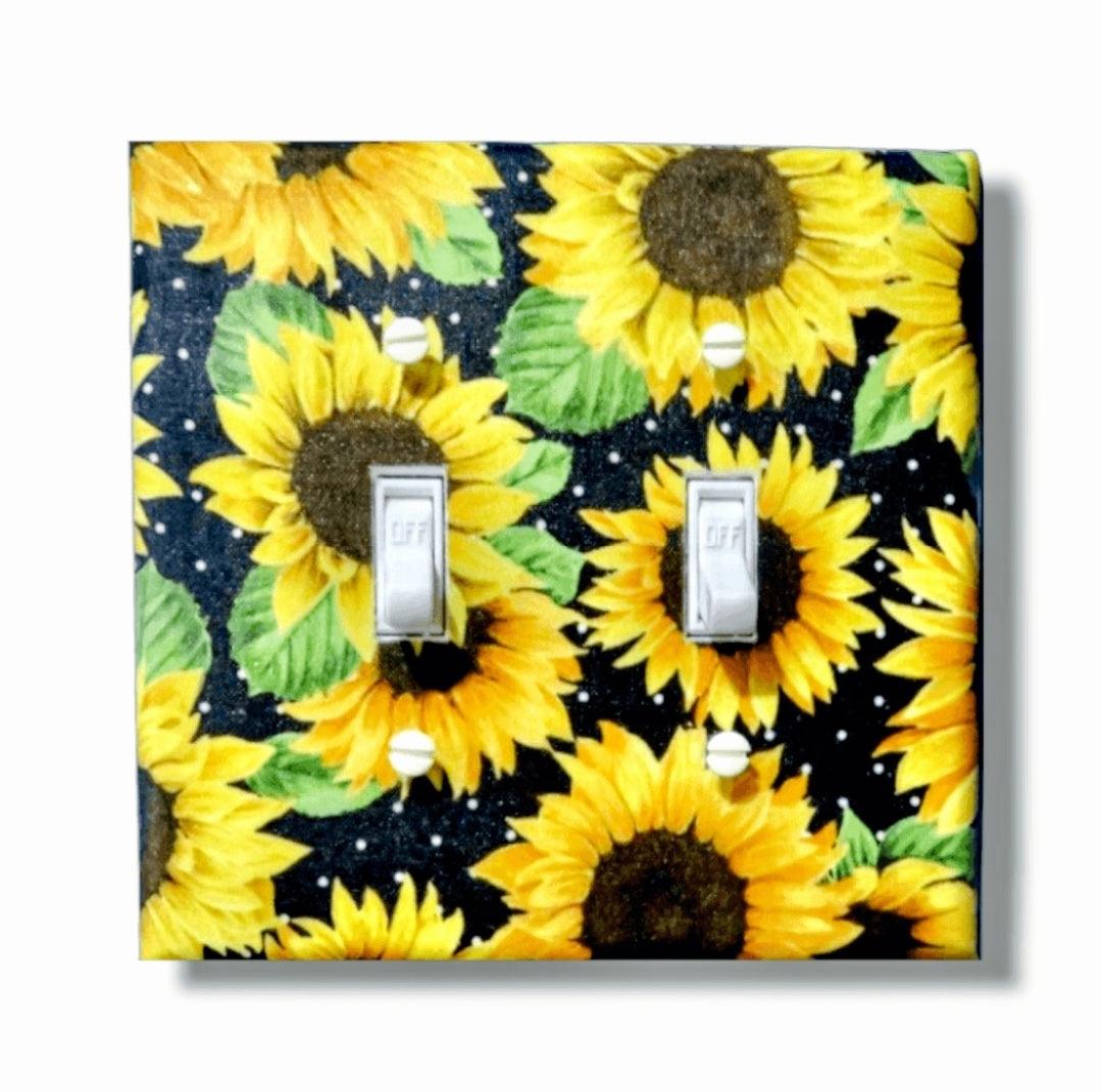 Sunflower Surprise Fabric Light Switch | Wall Plate | Outlet Covers | Toggle | Switchplate - Kustom Kreationz by Kila
