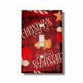 Handmade Vintage Christmas Holiday Wishes decorative light switch cover featuring Merry Christmas typography, Santa hat, and gold ornaments on deep red background—festive switch plates from Black-owned home décor.