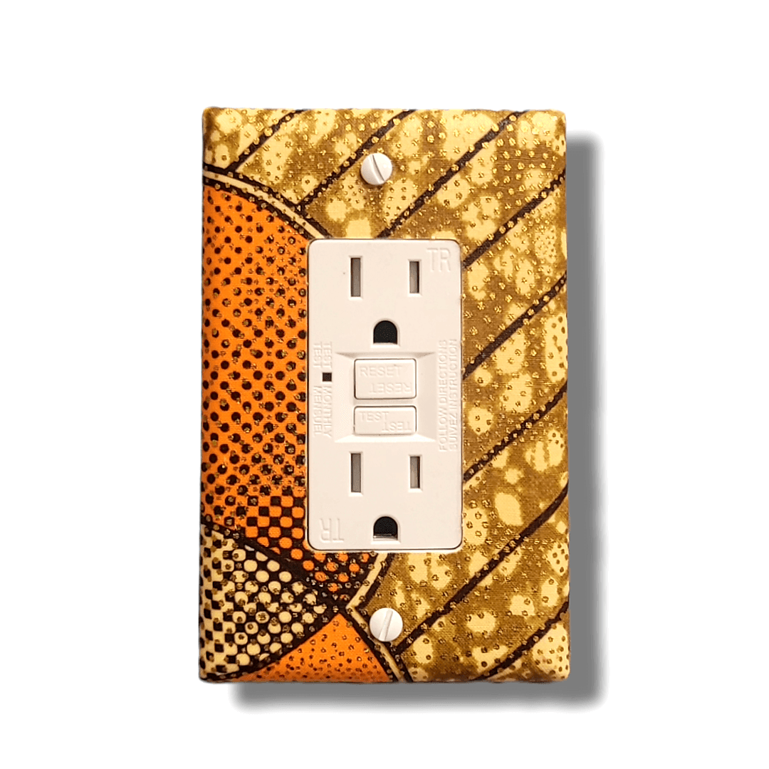 Single Decora Cover with Orange Beige Brown Fabric with Gold and Brown Dots - Kustom Kreationz by Kila