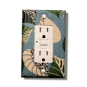 Blue and Green Leaves Fabric Light Switch & Outlet Covers - Kustom Kreationz by Kila