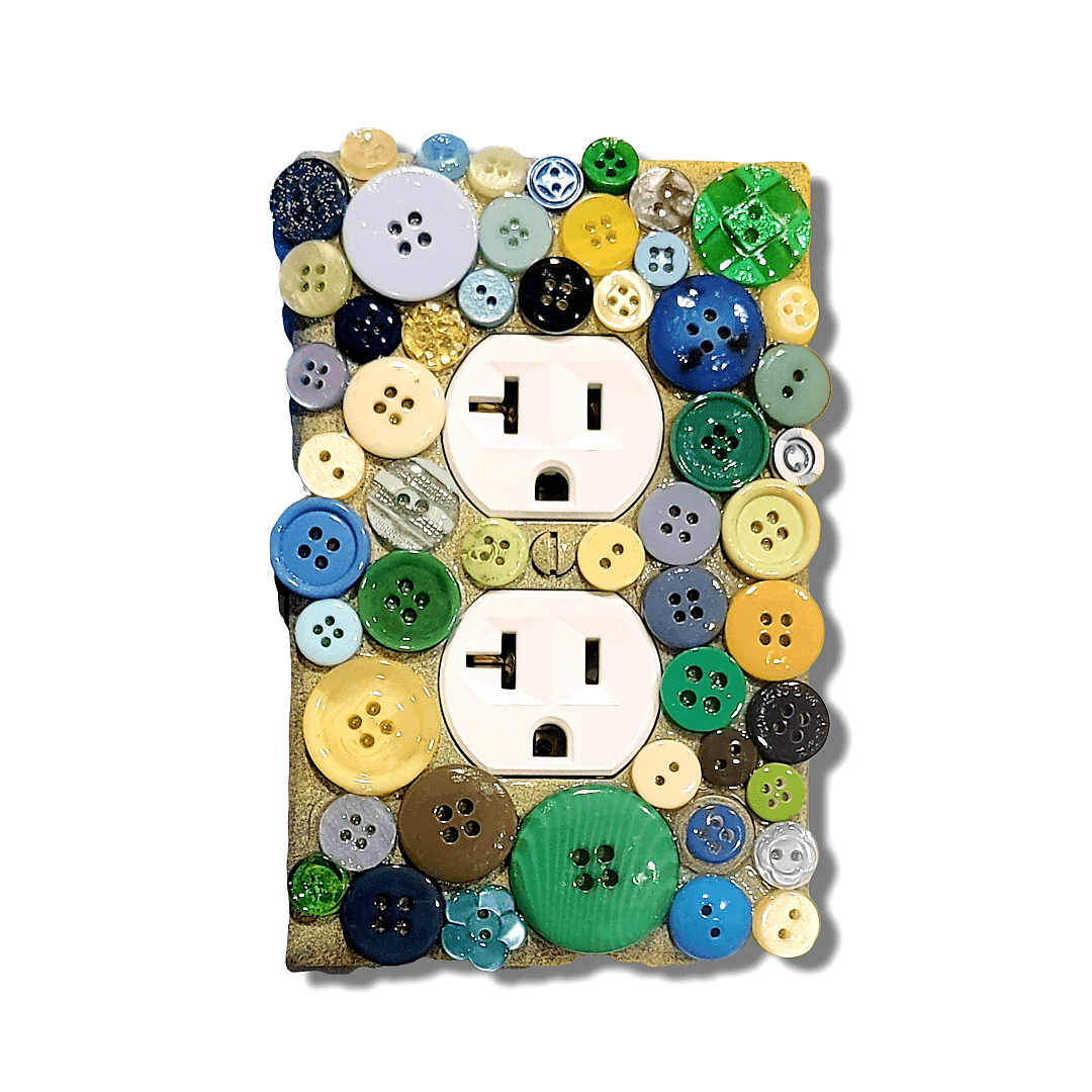 Blue Yellow Green Button Variety Light Switch | Wall Plate | Outlet Covers | Toggle | Switchplate - Kustom Kreationz by Kila