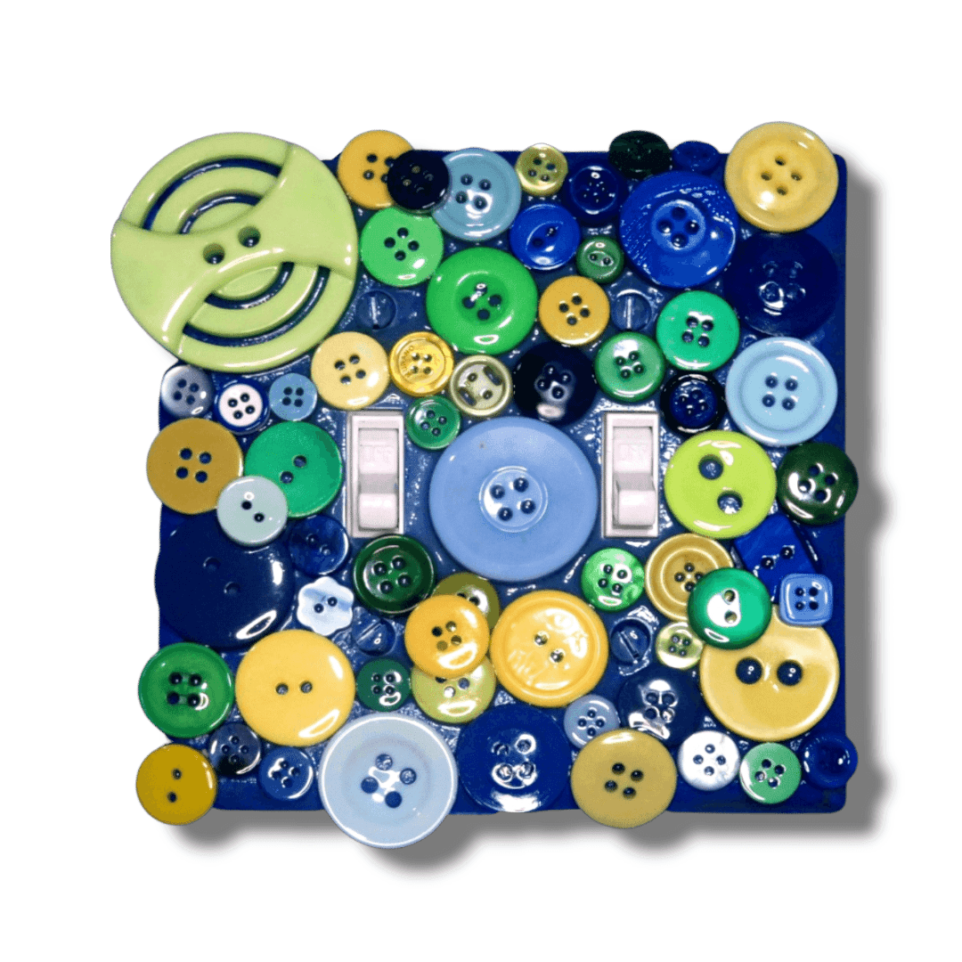 Blue Yellow Green Button Variety Light Switch | Wall Plate | Outlet Covers | Toggle | Switchplate - Kustom Kreationz by Kila