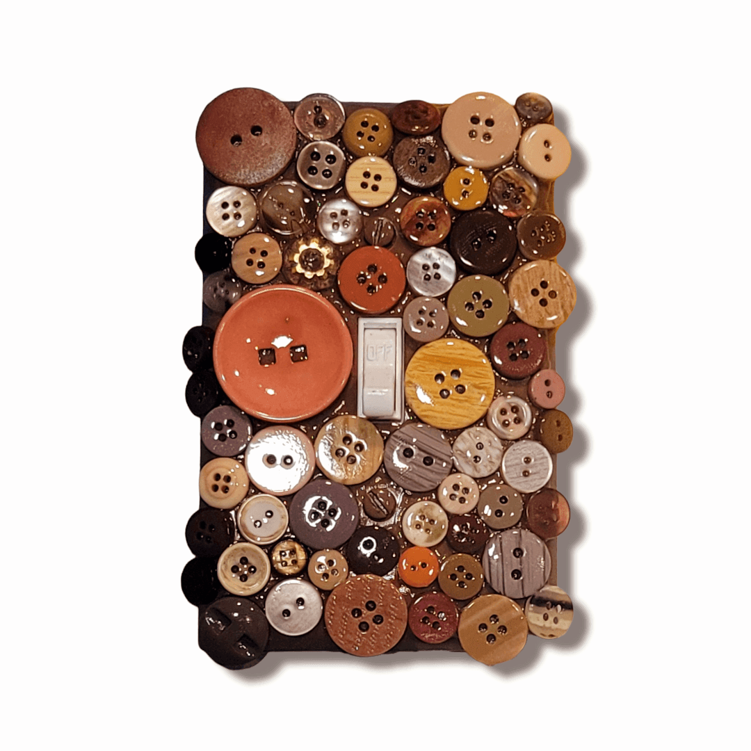 Brown Variety Buttons Light Switch | Wall Plate | Outlet Covers | Toggle | Switchplate - Kustom Kreationz by Kila