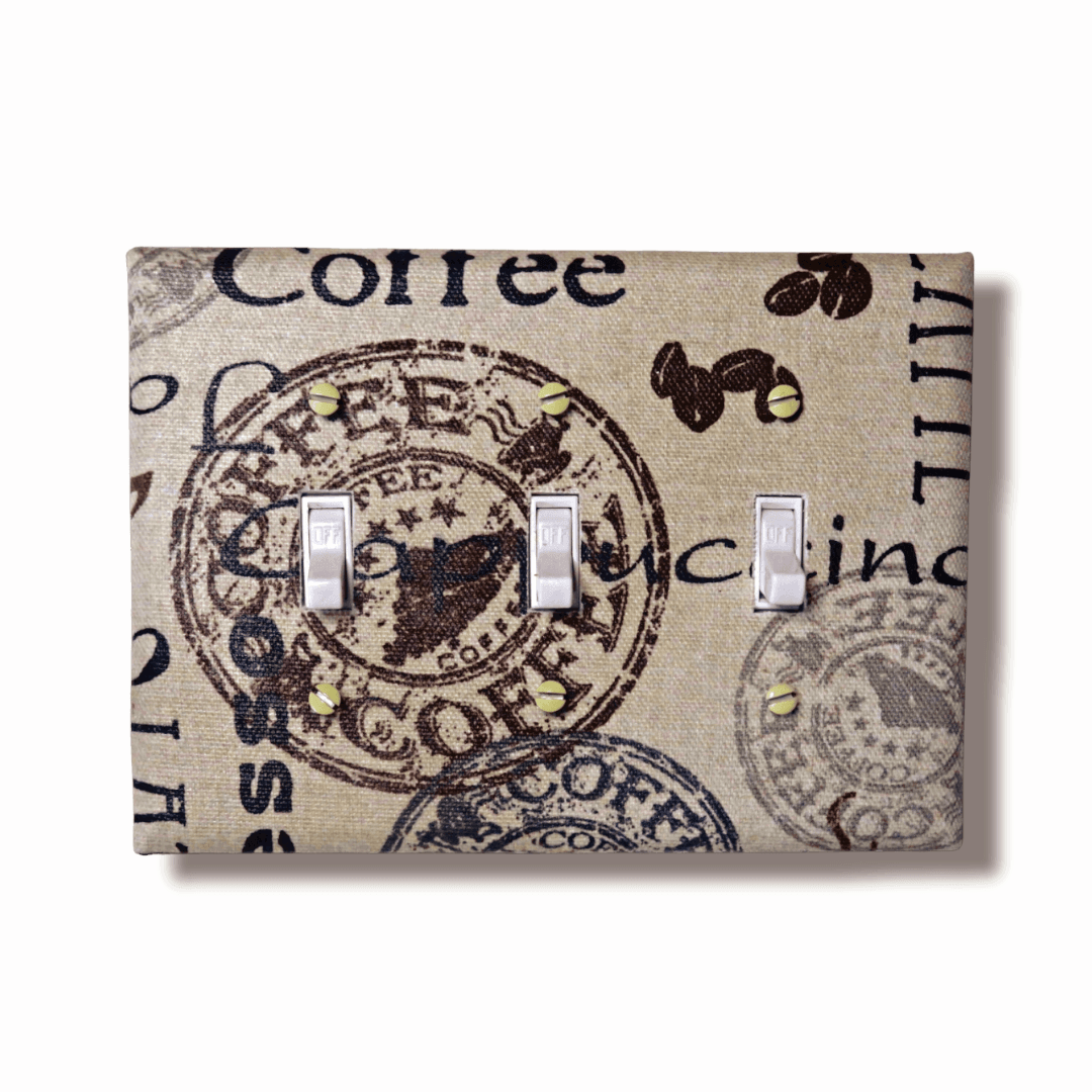 Caffeine Overload Fabric Light Switch | Wall Plate | Outlet Covers | Toggle | Switchplate - Kustom Kreationz by Kila