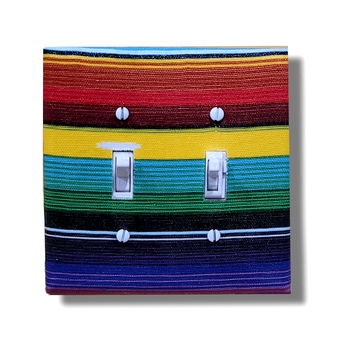 Experience the Rainbow! Multi Color Striped Fabric Light Switch | Wall Plate | Outlet Covers | Toggle | Switchplate - Kustom Kreationz by Kila