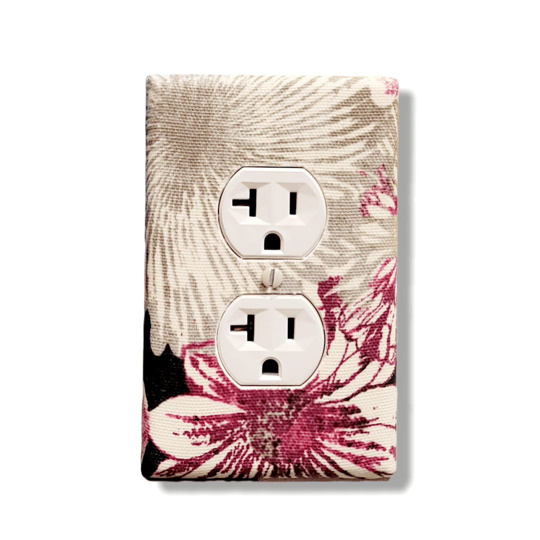 Florally Fuchsia Fabric Light Switch | Wall Plate | Outlet Covers | Toggle | Switchplate - Kustom Kreationz by Kila