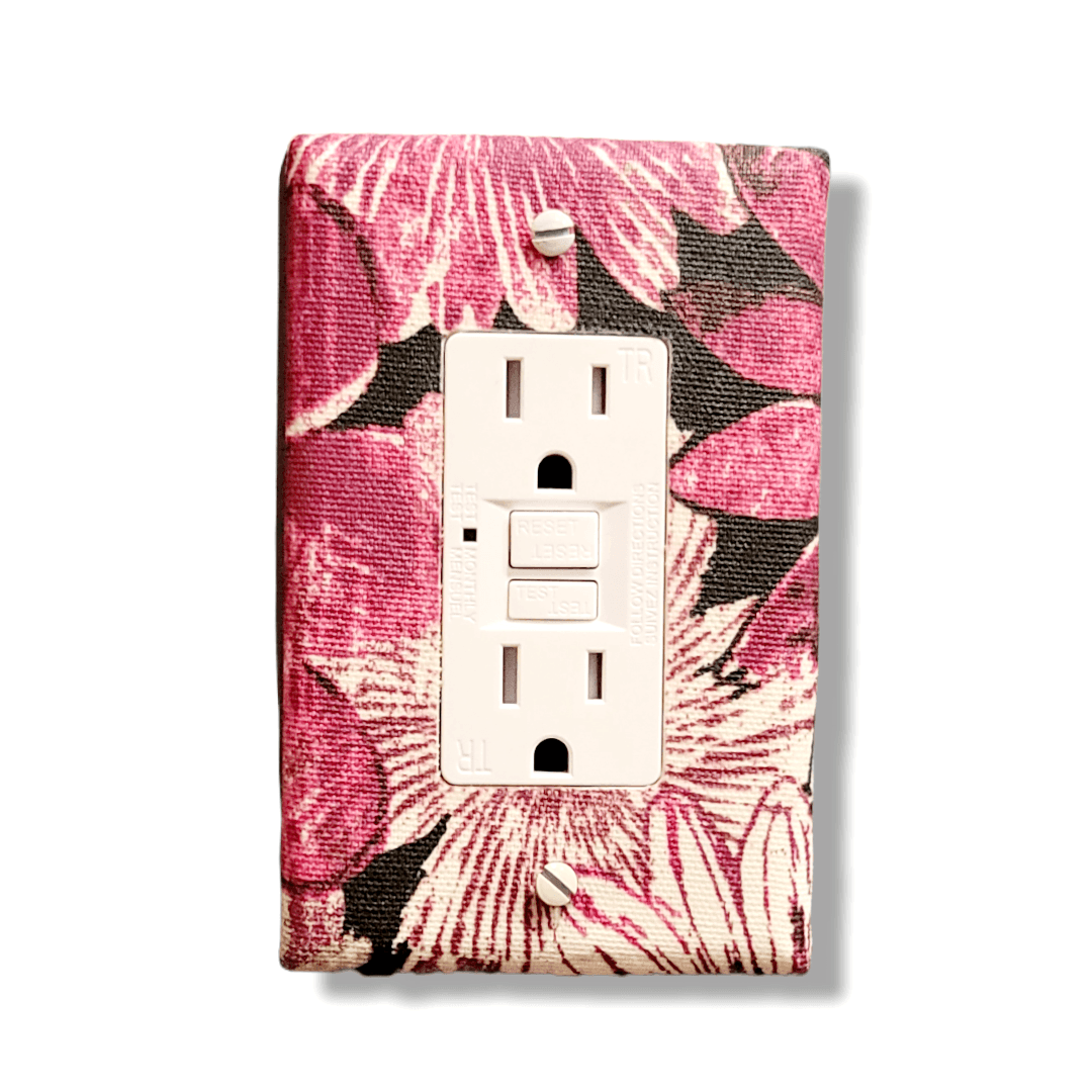 Florally Fuchsia Fabric Light Switch | Wall Plate | Outlet Covers | Toggle | Switchplate - Kustom Kreationz by Kila