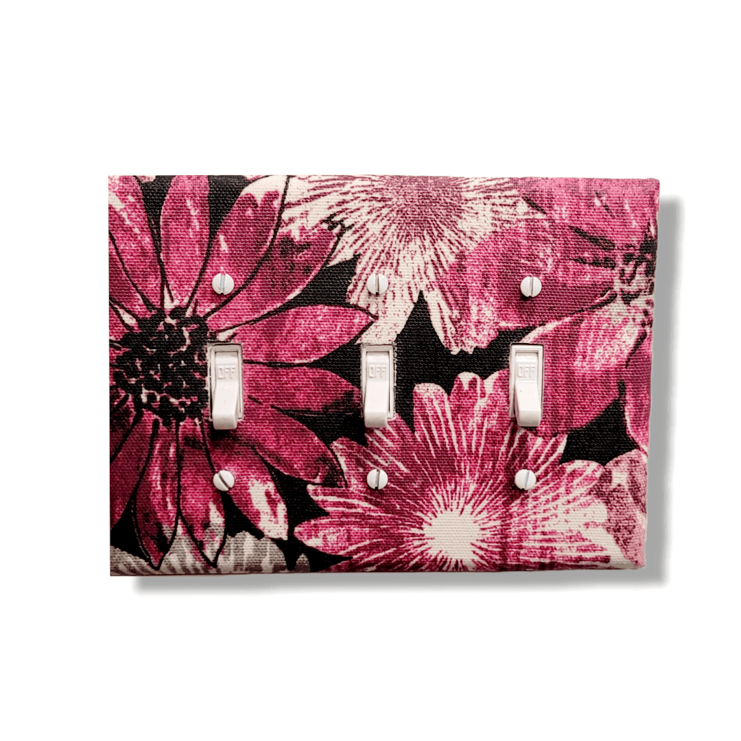 Florally Fuchsia Fabric Light Switch | Wall Plate | Outlet Covers | Toggle | Switchplate - Kustom Kreationz by Kila
