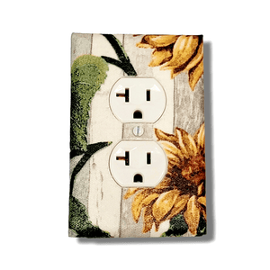 Golden Sunflower Fabric Light Switch | Wall Plate | Outlet Covers | Toggle | Switchplate - Kustom Kreationz by Kila