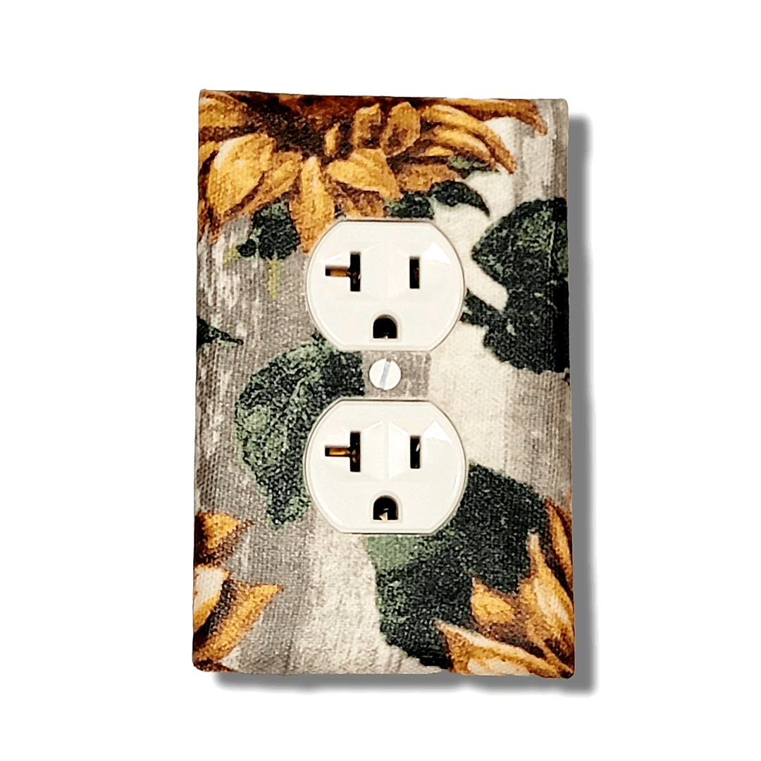 Golden Sunflower Fabric Light Switch | Wall Plate | Outlet Covers | Toggle | Switchplate - Kustom Kreationz by Kila