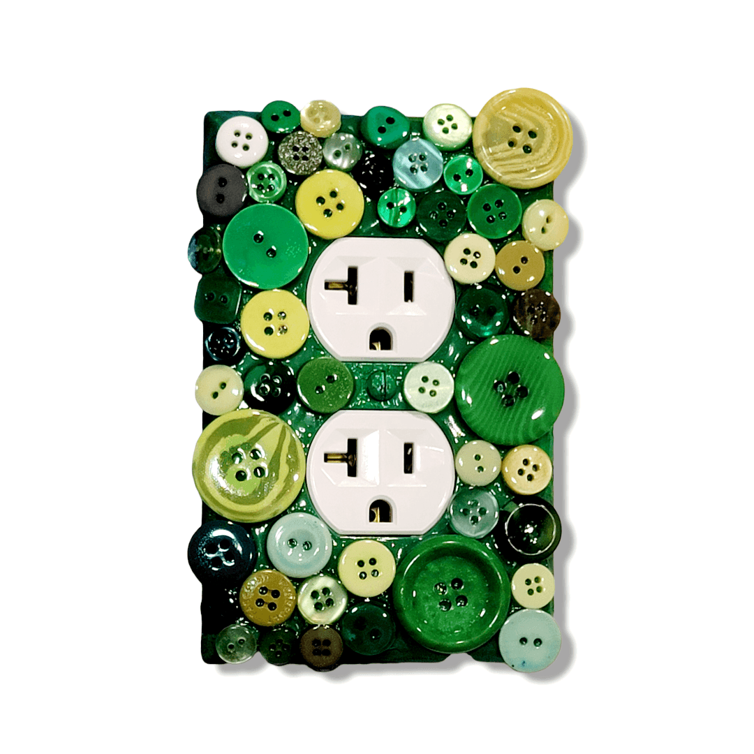 Green Buttons Light Switch | Wall Plate | Outlet Covers | Toggle | Switchplate - Kustom Kreationz by Kila