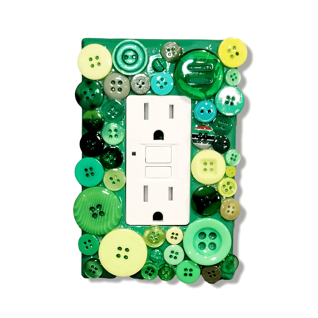 Green Buttons Light Switch | Wall Plate | Outlet Covers | Toggle | Switchplate - Kustom Kreationz by Kila