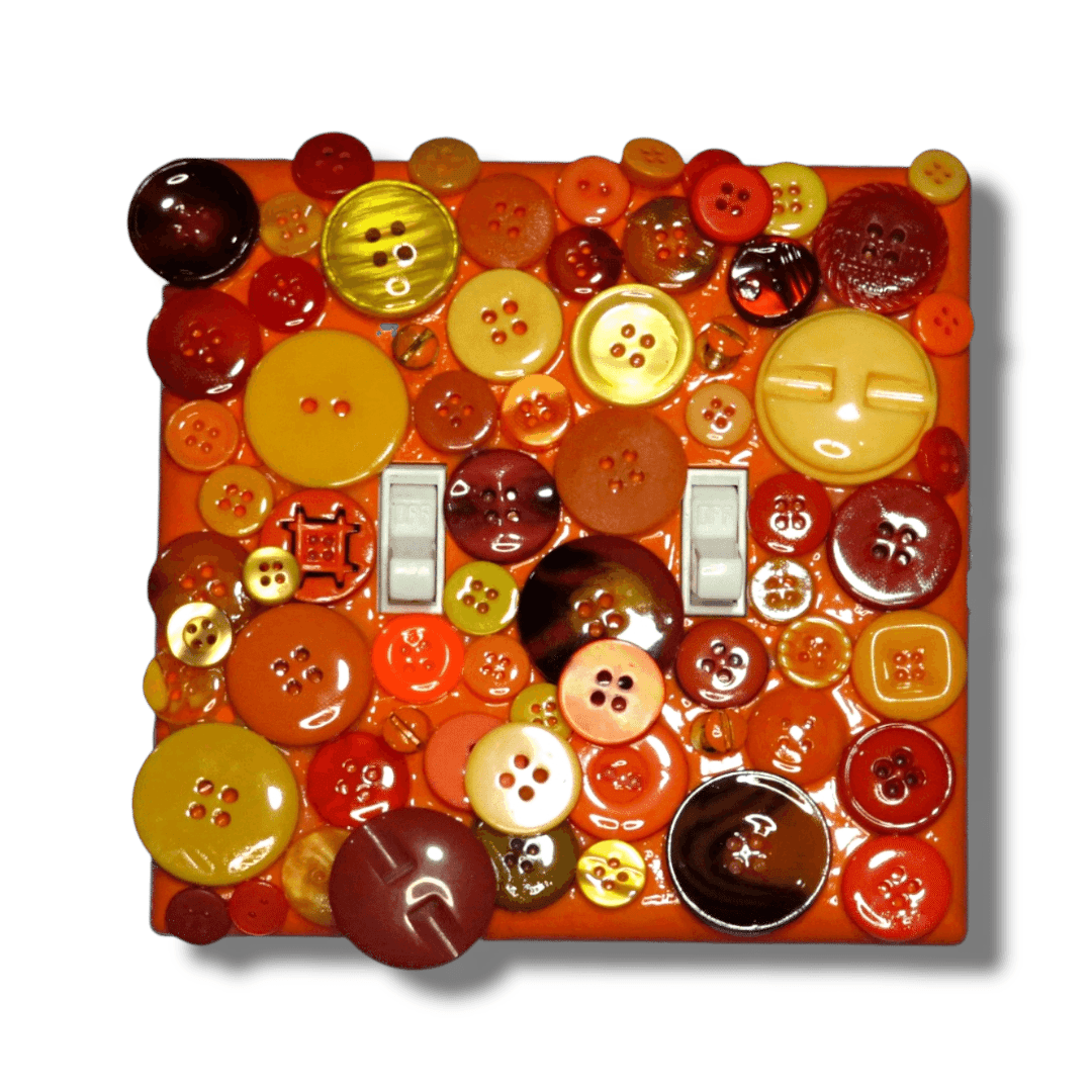 Happy Buttons - Orange Yellow Red Light Switch | Wall Plate | Outlet Covers | Toggle | Switchplate - Kustom Kreationz by Kila