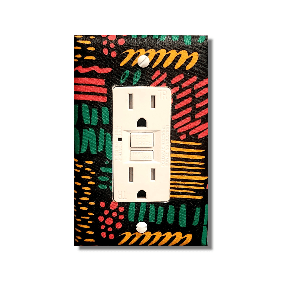 Kaleidoscope Tribal Print Fabric Light Switch | Wall Plate | Outlet Covers | Toggle | Switchplate - Kustom Kreationz by Kila